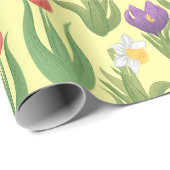 Frühlingssommer Blumenbilder auf Gelb Geschenkpapier (Rolleneckpunkt)