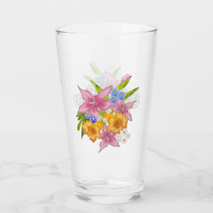 Frühlingssommer Blumenstrauß Blume rosa gelb bl Glas