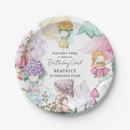 Frühlingssommer Floral Little Fairies Girl Geburts Pappteller