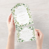 Frühlingssommer Grün in einer Hochzeitsreise All In One Einladung (Abreißen)