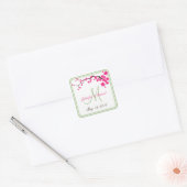 Frühlingssommer Hochzeit Monogram Fevor Label Quadratischer Aufkleber (Umschlag)