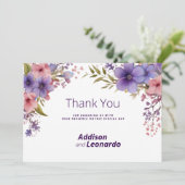 Frühlingssommer Lavendel pink floral Danke Einladung (Stehend Vorderseite)