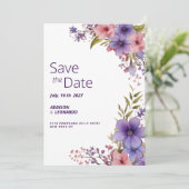 Frühlingssommer Lavendel Save the Date rosa Blüten Einladung (Stehend Vorderseite)