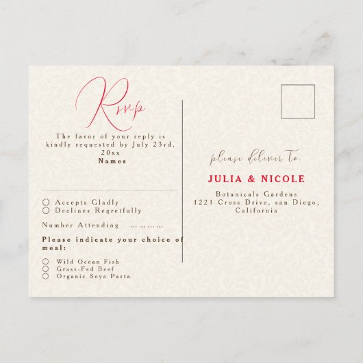 Frühlingssommer Lila Meadow Blume Hochzeit Postkarte (Rückseite)