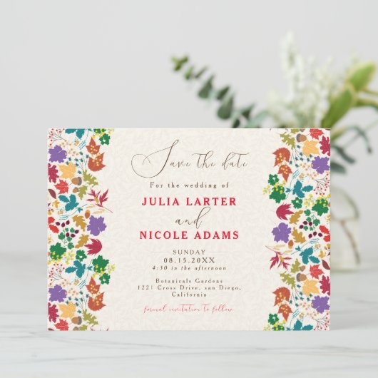 Frühlingssommer Lila Meadow Blume Hochzeit Save The Date (Stehend Vorderseite)