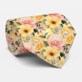 Frühlingssommer Rosa und Gelbe Flora Neck Tie Krawatte (Gerollt)
