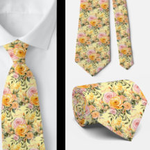 Frühlingssommer Rosa und Gelbe Flora Neck Tie