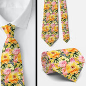 Frühlingssommer Rosa und Gelbe Flora Neck Tie Krawatte
