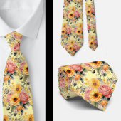 Frühlingssommer Rosa und Gelbe Flora Neck Tie Krawatte