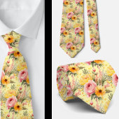 Frühlingssommer Rosa und Gelbe Flora Neck Tie Krawatte