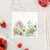 Frühlingssommer Wasserfarbe Blumengarten Botanisch Serviette (Beispiel)