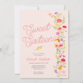 Frühlingssommer Wildblumen Blumensüß 16 rosa Einladung (Vorderseite)