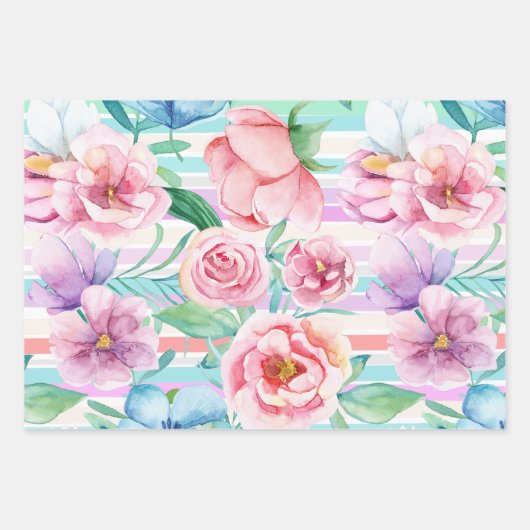 Frühlingssommerfarben in Streifen Geschenkpapier Set (Vorderseite 3)