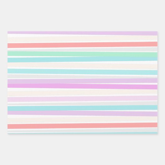 Frühlingssommerfarben in Streifen Geschenkpapier Set (Vorderseite)