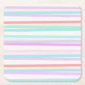 Frühlingssommerfarben in Streifen Rechteckiger Pappuntersetzer (Vorderseite)