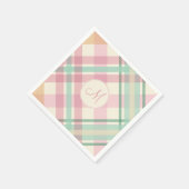 Frühlingssommerpasten kariert mit Monogramm Serviette (Ecke)