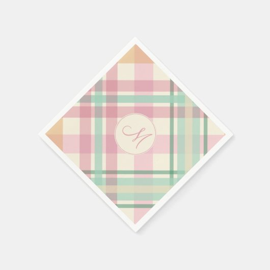 Frühlingssommerpasten kariert mit Monogramm Serviette (Ecke)