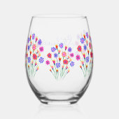 Frühlingssonne Blume Bouquet Handgemalt 100. Gebur Weinglas Ohne Stiel (Rückseite)