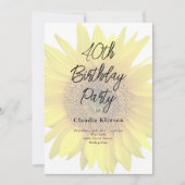 Frühlingssonne Sonnenblumen 40. Geburtstag Party Einladung (Vorderseite)