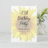 Frühlingssonne Sonnenblumen 40. Geburtstag Party Einladung (Stehend Vorderseite)