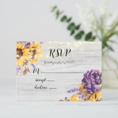 Frühlingssonne und Lila Peony RSVP Cards Karte (Stehend Vorderseite)