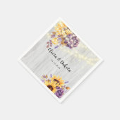 Frühlingssonne und Lila Peony Wedding Serviette (Ecke)