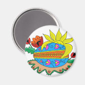 Frühlingssonne und Pysanka Magnet (Vorderseite/Rückseite)