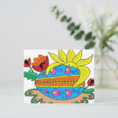 Frühlingssonne und Pysanka Postkarte (Stehend Vorderseite)