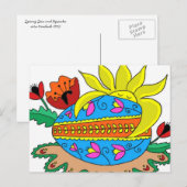 Frühlingssonne und Pysanka Postkarte (Vorne/Hinten)