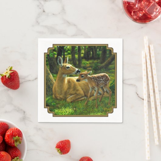 Frühlingssorge Fawn and Mother Deer Serviette (Beispiel)