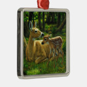 Frühlingssorge Fawn and Mother Deer Silbernes Ornament (Rechts)