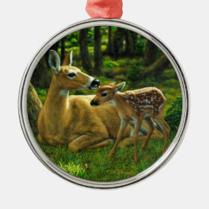 Frühlingssorge Fawn and Mother Deer Silbernes Ornament
