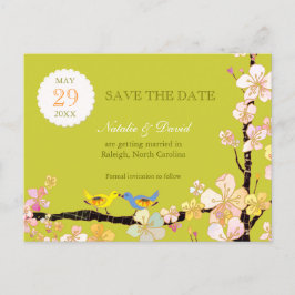 Frühlingssorgen Grünen lieben Vögel Hochzeit rette Ankündigungspostkarte