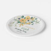 Frühlingssorgen & Weißer Anemon Botanischer Geburt Pappteller (Schrägansicht)