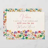 Frühlingssorten Gelbe Lila Blume BridesmaidCard Menükarte (Vorne/Hinten)