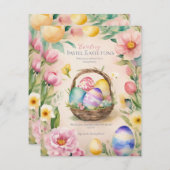 Frühlingssplendor: Ostereier & Blütengrüße Feiertagskarte (Vorne/Hinten)