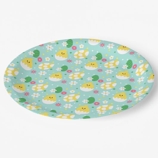 Frühlingsstäbchen Pappteller (Schrägansicht)