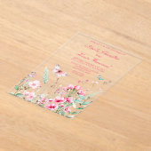 Frühlingsstich-Rosa-Schmetterling-Hochzeit Acryleinladungen (Ablage )