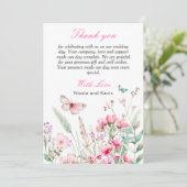 Frühlingsstich-Rosa-Schmetterling-Hochzeit Dankeskarte (Stehend Vorderseite)