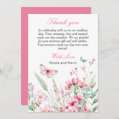 Frühlingsstich-Rosa-Schmetterling-Hochzeit Dankeskarte (Vorne/Hinten)