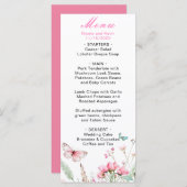 Frühlingsstich-Rosa-Schmetterling-Hochzeit Menükarte (Vorne/Hinten)