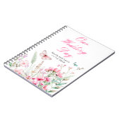 Frühlingsstich-Rosa-Schmetterling-Hochzeit Notizblock (Linke Seite)