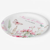 Frühlingsstich-Rosa-Schmetterling-Hochzeit Pappteller (Schrägansicht)