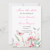 Frühlingsstich-Rosa-Schmetterling-Hochzeit