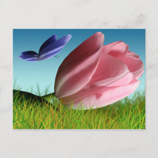 Frühlingsstift und Schmetterlingspostkarte Postkarte