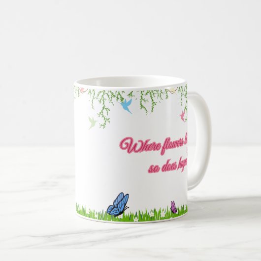 Frühlingsstimmung - wo Blume blühen und Hoffnung b Kaffeetasse (VorderseiteRechts)