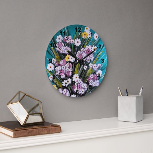 Frühlingsstrauß-Gemälde von Alfred Fox Große Wanduhr (Büro)
