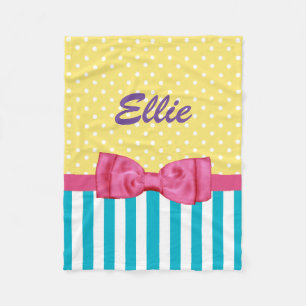 Frühlingsstreifen und Polka-Punkte Rosa Bow und Na Fleecedecke