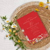 FrühlingsSummer Wildblume Fiery Red Boho Wedding Einladung