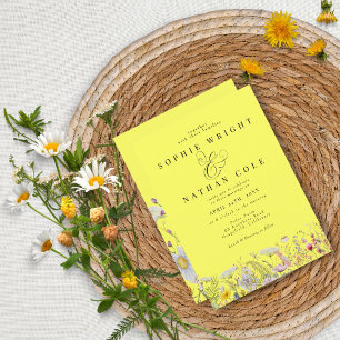 FrühlingsSummer Wildblume Lemon Yellow Boho Weddin Einladung